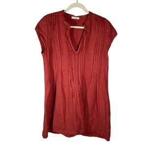 CP Shades X Free People  Linen Cap Sleeve Tunic Dress S Red USA boho light